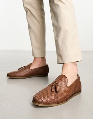 Arrow penny woven loafers in brown leather