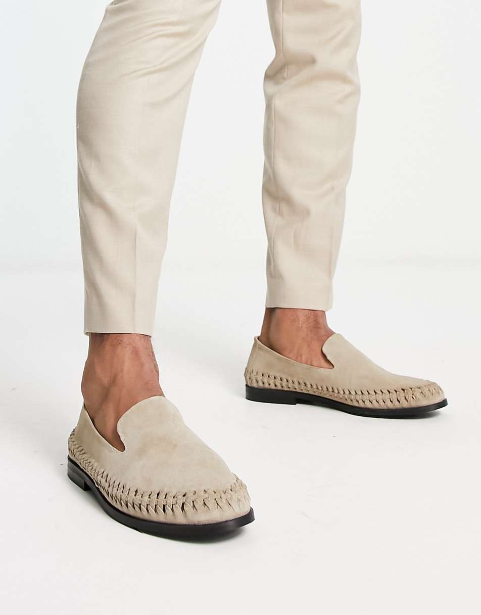 Walk London Capri snaffle loafers in beige suede