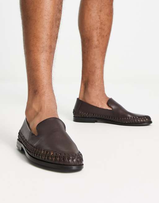 Vice sne overvåge Walk London arrow woven loafers in brown leather | ASOS