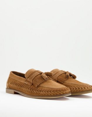 Walk London Arrow woven loafers in tan suede - ASOS Price Checker