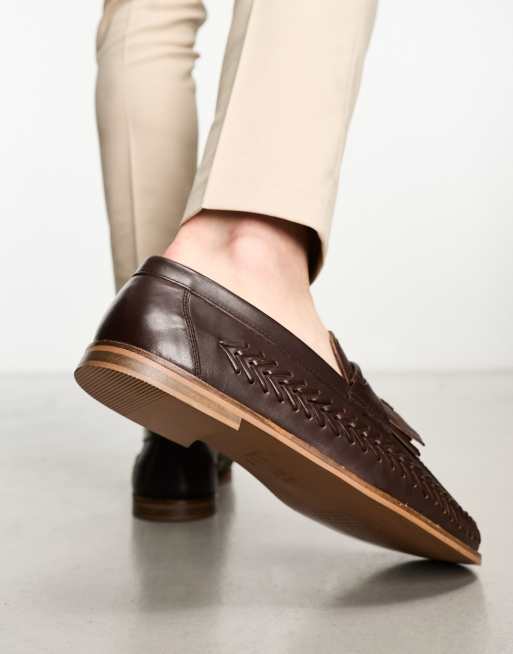 Walk London Arrow woven tassel loafers in brown leather , 2 of 4
