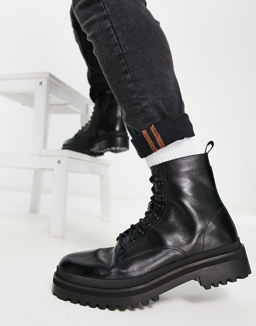 Walk London astoria lace up boots in black leather