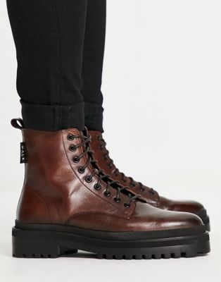 Walk London astoria lace up boots in brown leather