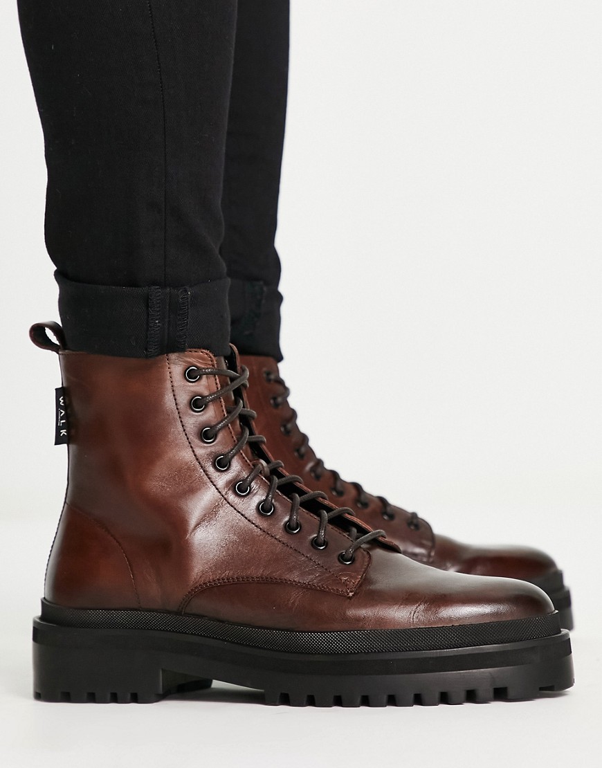 Walk London astoria lace up boots in brown leather