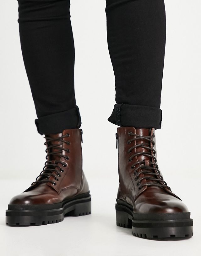 Walk London astoria lace up boots in brown leather | 59% OFF ...