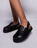 [WALK LONDON] Walk London Barca clog mules in black grain leather 39 Black