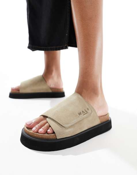 Walk London Barca Velcro Mule in stone - view 1