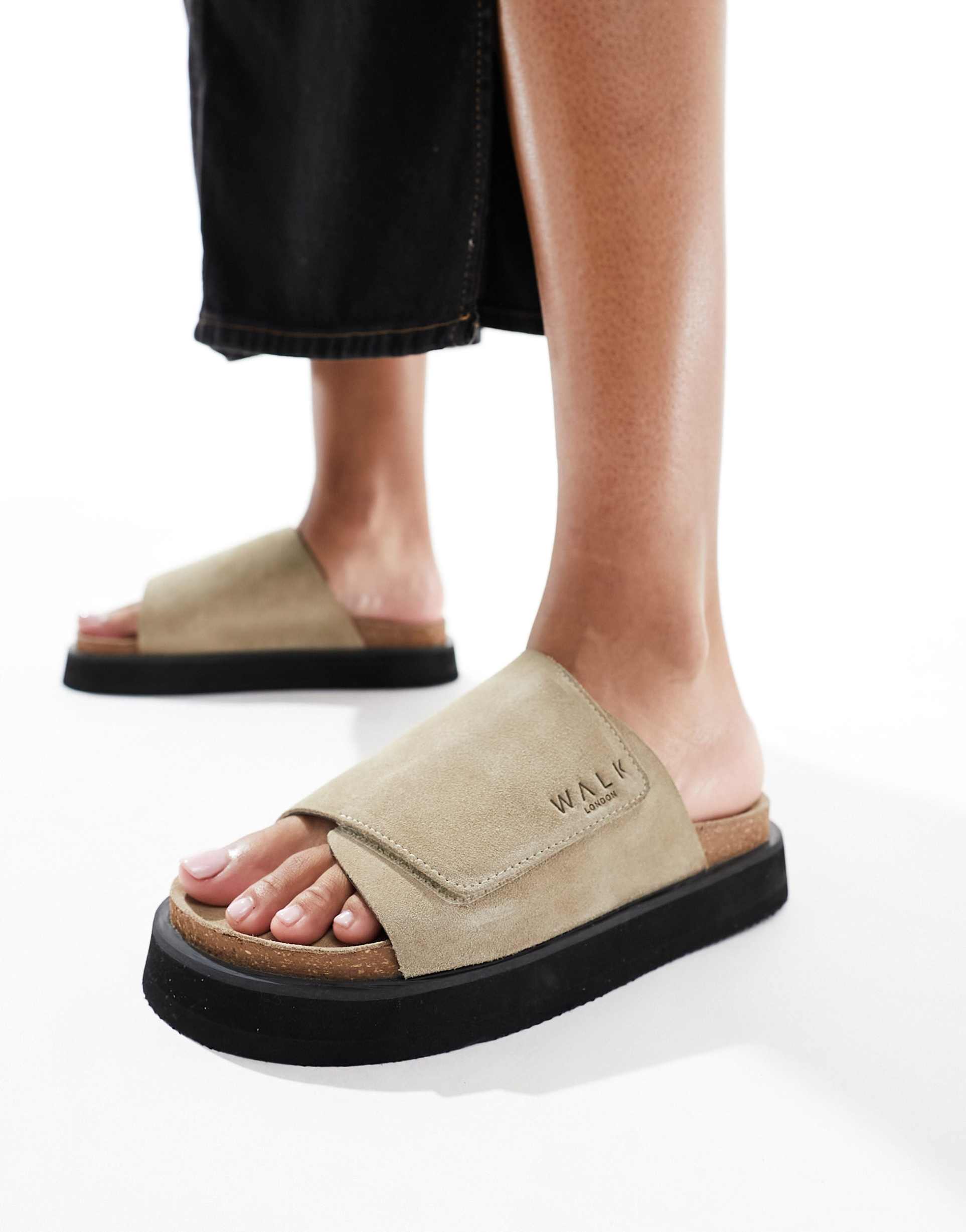 walk london barca velcro mule in stone