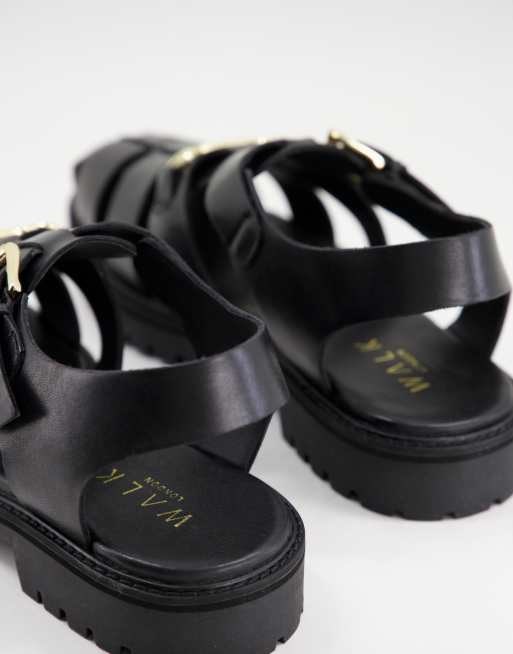 Walk London Benjamin snaffle sandals in black leather, 3 of 4