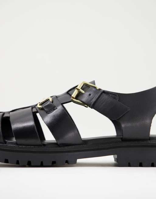 Walk London Benjamin snaffle sandals in black leather, 4 of 4