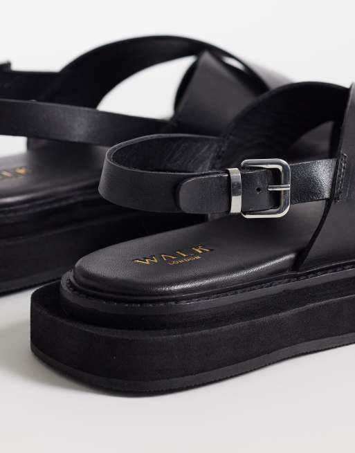 Walk London Berlin strap sandal in black leather, 4 of 4