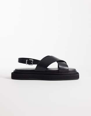 Walk London Berlin Strap Sandals In Black