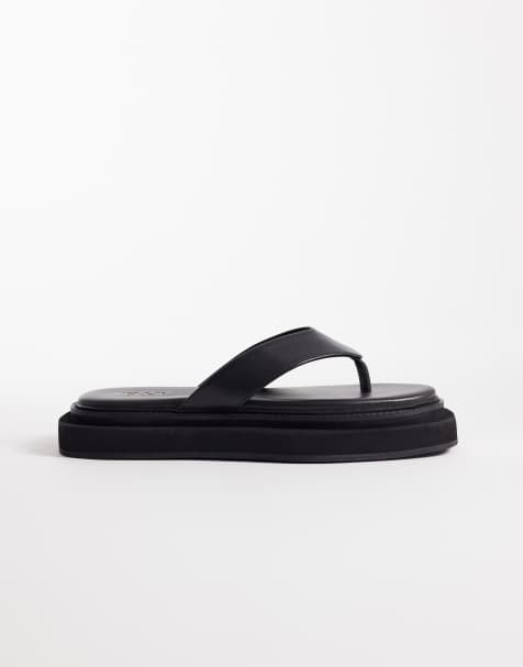 Walk London Berlin toe post in black leather - view 1