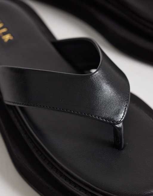 Walk London Berlin toe post sandals in black leather, 2 of 4