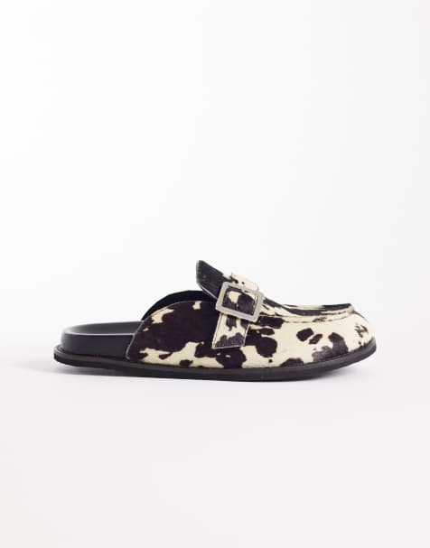 Walk London Betty mule in cow print - view 1