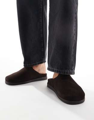 WALK LONDON Walk London Breeze Slip On Mules In Brown Suede