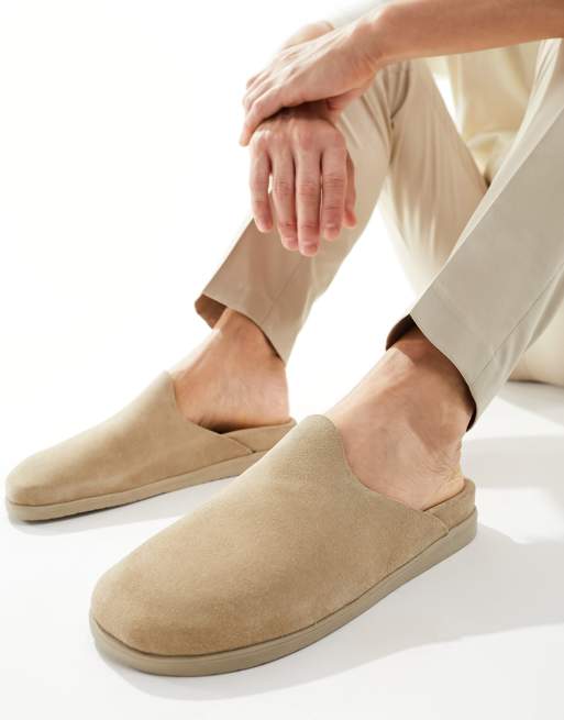  Walk London Breeze slip on mules in stone suede