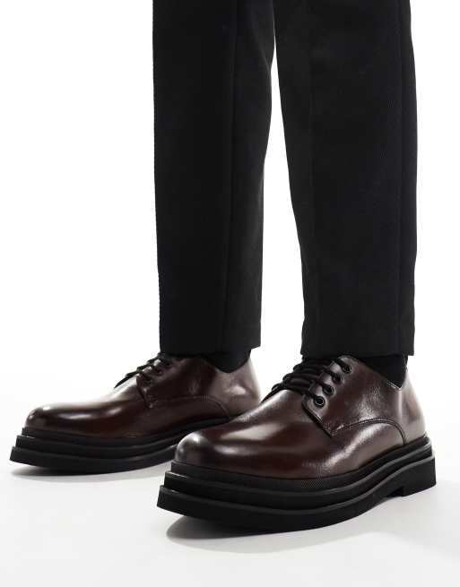 Walk London – Brooklyn – Brązowe skórzane buty derby
