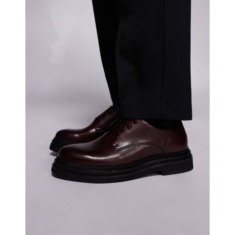 Walk London Brooklyn derby shoe in brown leather - Main Image