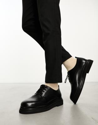 WALK LONDON Walk London Brooklyn derby shoes in black leather-Brown