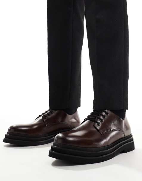 Walk London Brooklyn Derby shoes in brown leather - view 1