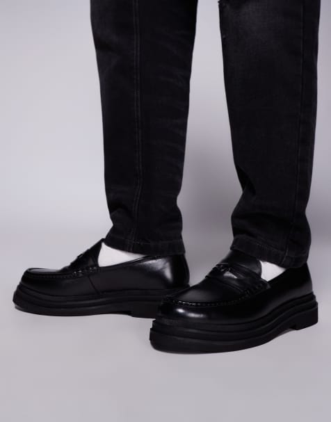 Walk London Brooklyn Penny loafers in black leather - view 1