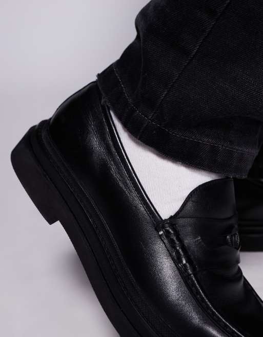 Walk London Brooklyn penny loafers in black leather