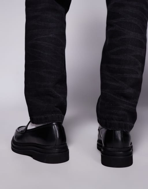 Walk London Brooklyn penny loafers in black leather