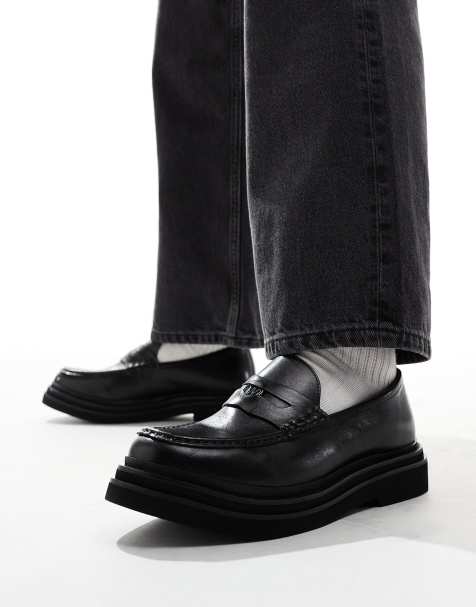Walk London - Brooklyn - Penny loafers in zwart leer - view 1