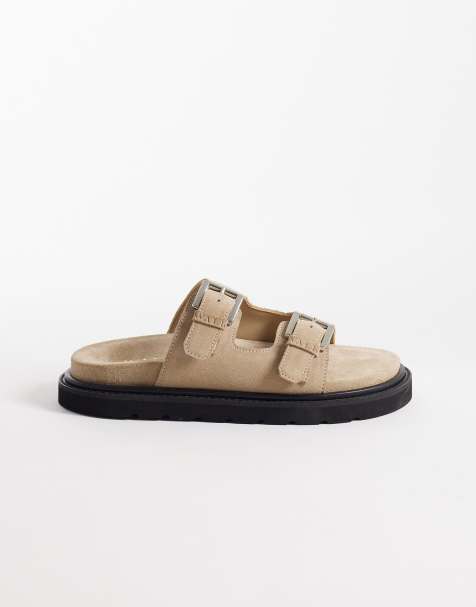 Walk London – Budapest – Beige sandaler i mocka med dubbla remmar - view 1