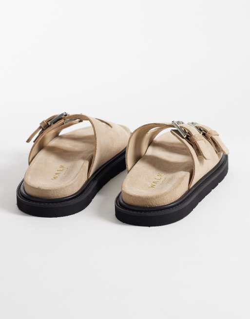 Walk London Budapest double strap sandal in stone suede, 3 of 4