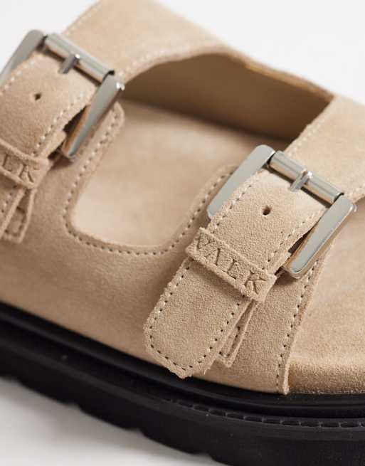Walk London Budapest double strap sandal in stone suede, 4 of 4