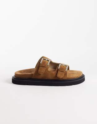  Budapest double strap sandal in tan suede