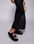 [WALK LONDON] Walk London Budapest double strap sandals in black embossed leather 38 Black