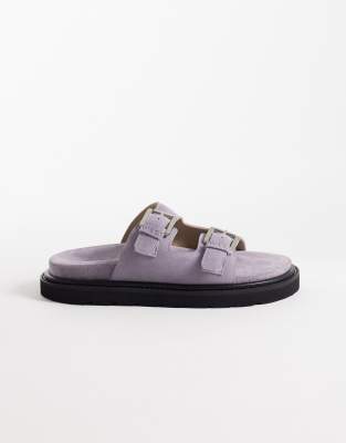 Walk London Budapest Double Strap Sandals In Purple