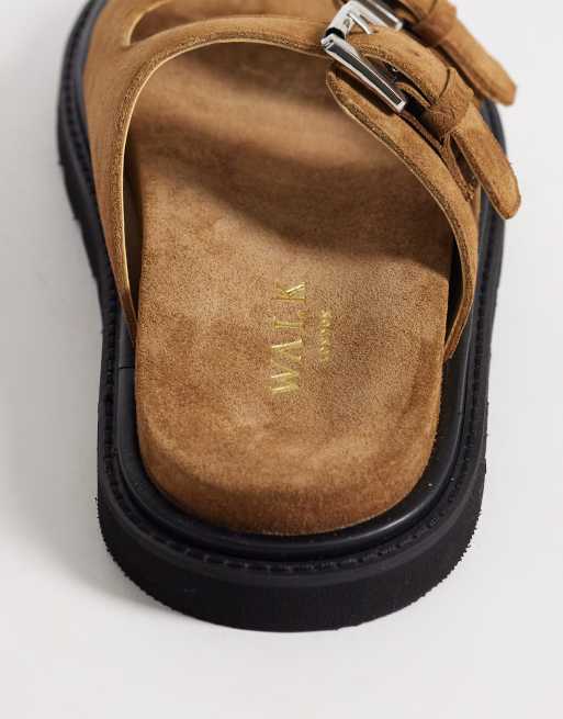 Walk London Budapest double strap sandals in tan suede, 3 of 4