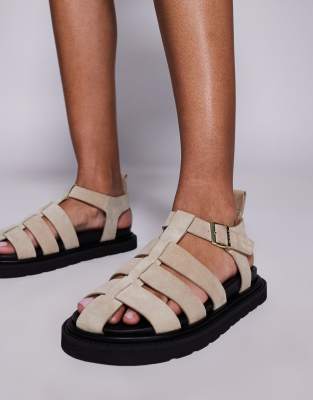 Walk London - Budapest - Fischersandalen aus Wildleder in Steinbeige-Neutral