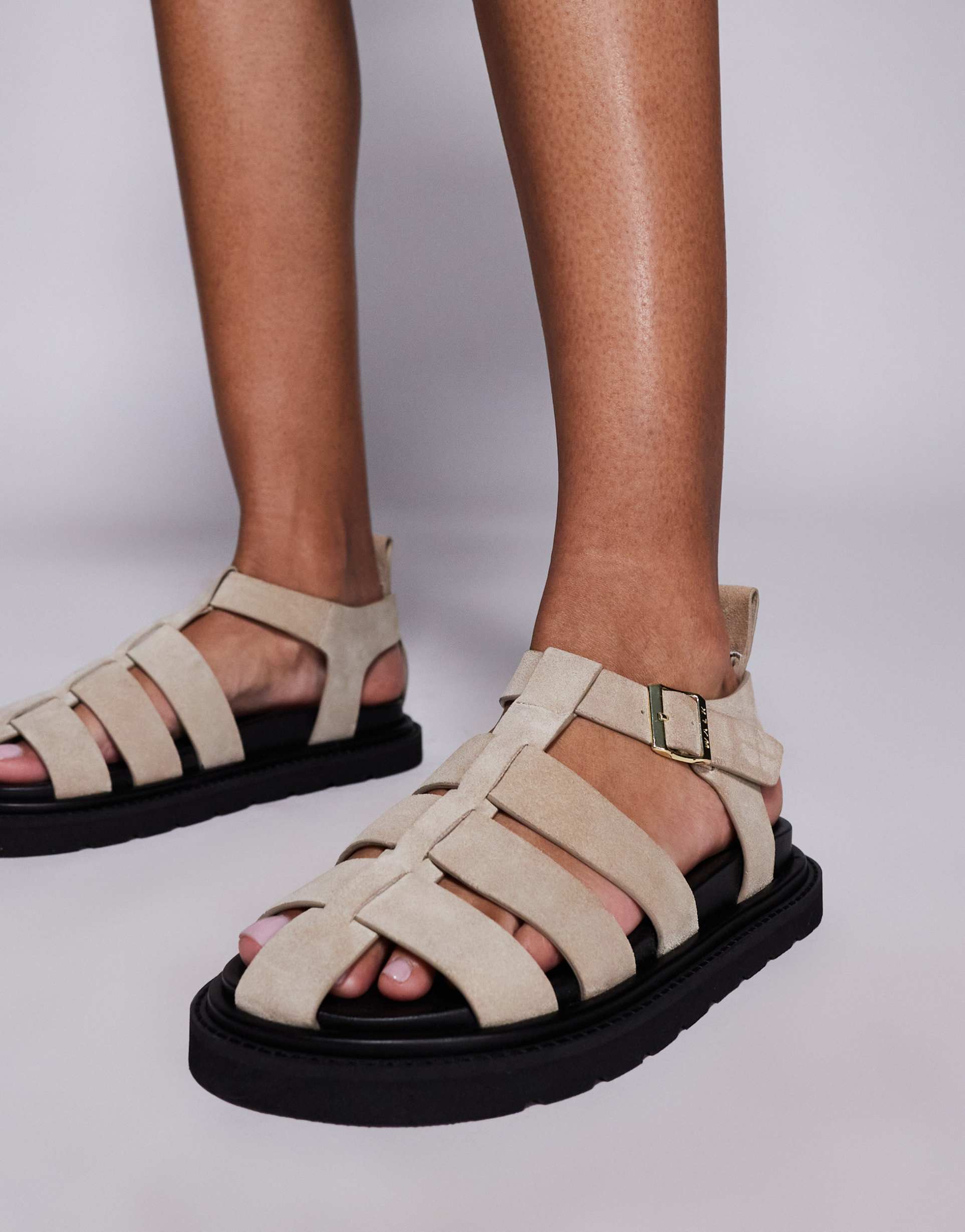 walk london budapest fisherman sandal in stone suede