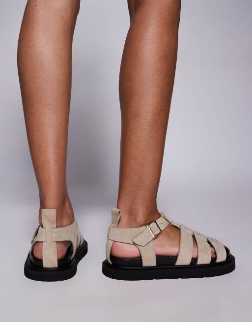 Walk London Budapest fisherman sandals in stone suede, 2 of 4