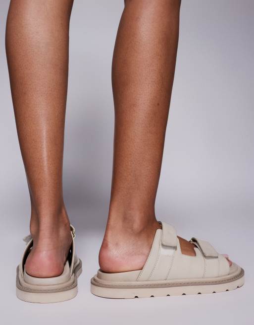 Walk London Budapest velcro mules in off-white leather