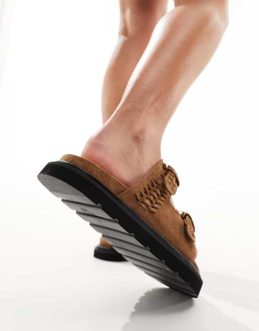 Walk London Budapest Woven Sandals In Tan Suede | ASOS
