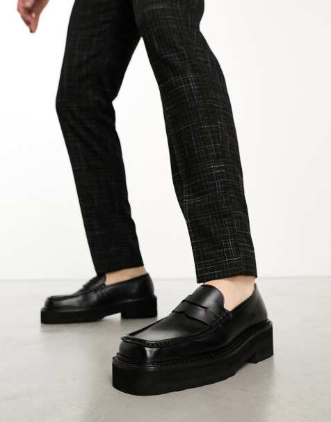 Walk London - Cali - Loafers met dikke zool in zwart leer - view 1