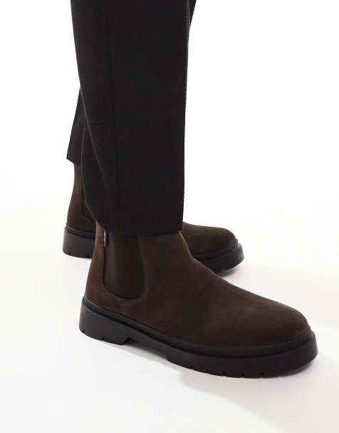 Walk London - Callum - Bottines Chelsea en daim - Marron - view 1