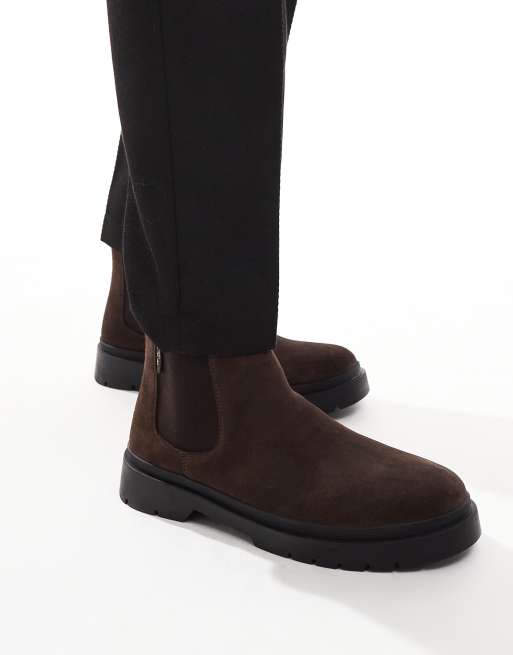 Walk London Callum Chelsea boots in brown suede