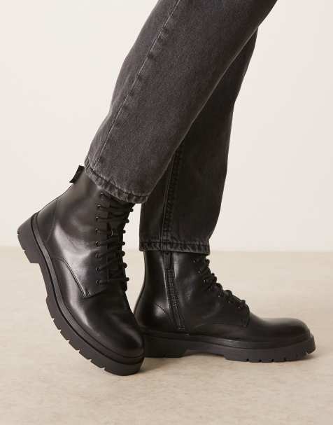 Walk London Callum Lace Boot In Black Leather - view 1