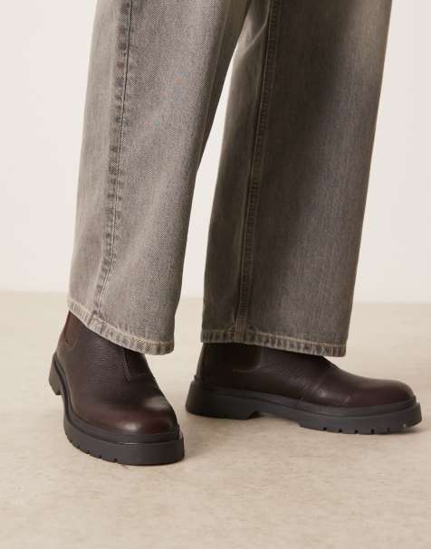 Walk London Callum Seam chelsea boot in brown - view 1