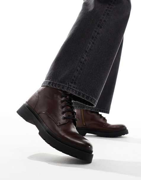 Walk London - Callum - Stivali stringati marroni in pelle - view 1
