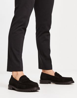 Walk London Campus chunky loafers in black suede