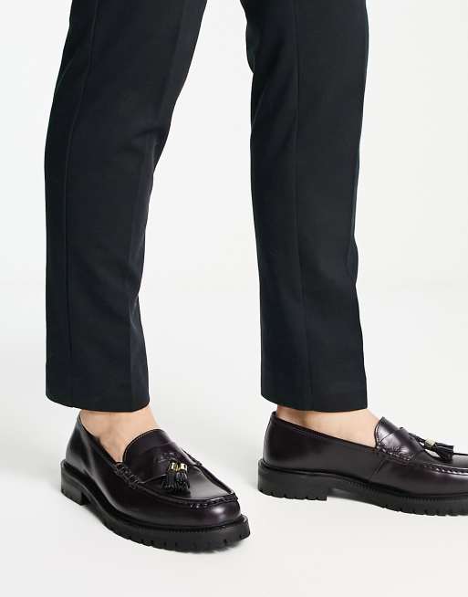 Walk London – Campus – Loafer mit Quasten aus burgunderfarbenem Leder