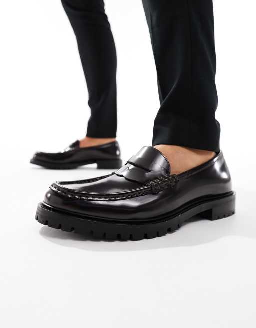 ASOS DESIGN black leather penny loafer